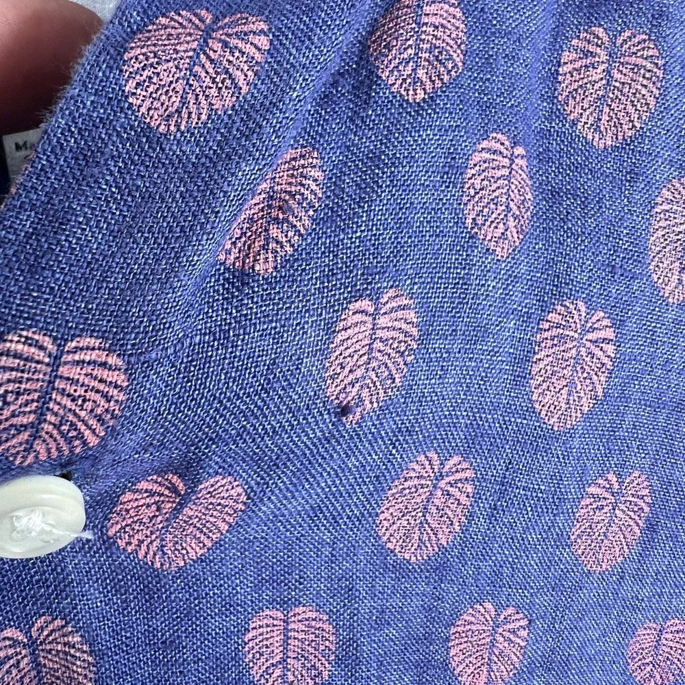Peter Millar Linen Shirt Mens S Seaside Fronds Button Down Casual Beach Summer - Picture 8 of 10